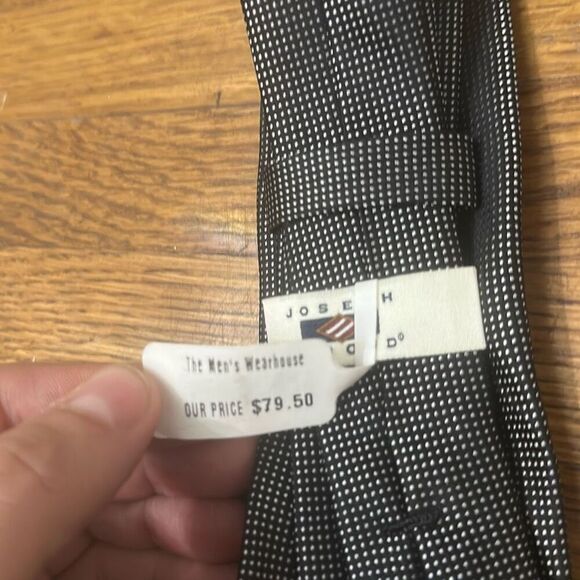 NWT Joseph Abboud Mens Black Windowpane Neck Tie - Picture 5 of 5